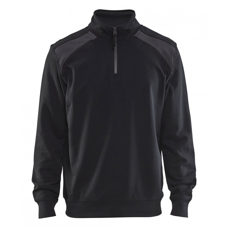 Sweatshirt bi-colour met halve rits Sweatshirt bi-colour met halve rits