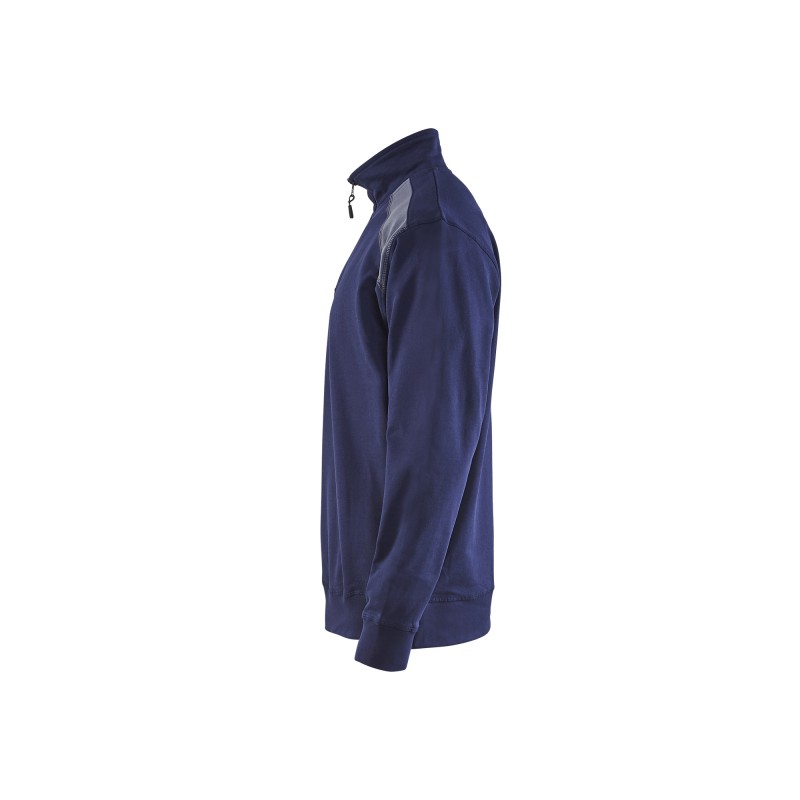 Sweatshirt bi-colour met halve rits Sweatshirt bi-colour met halve rits