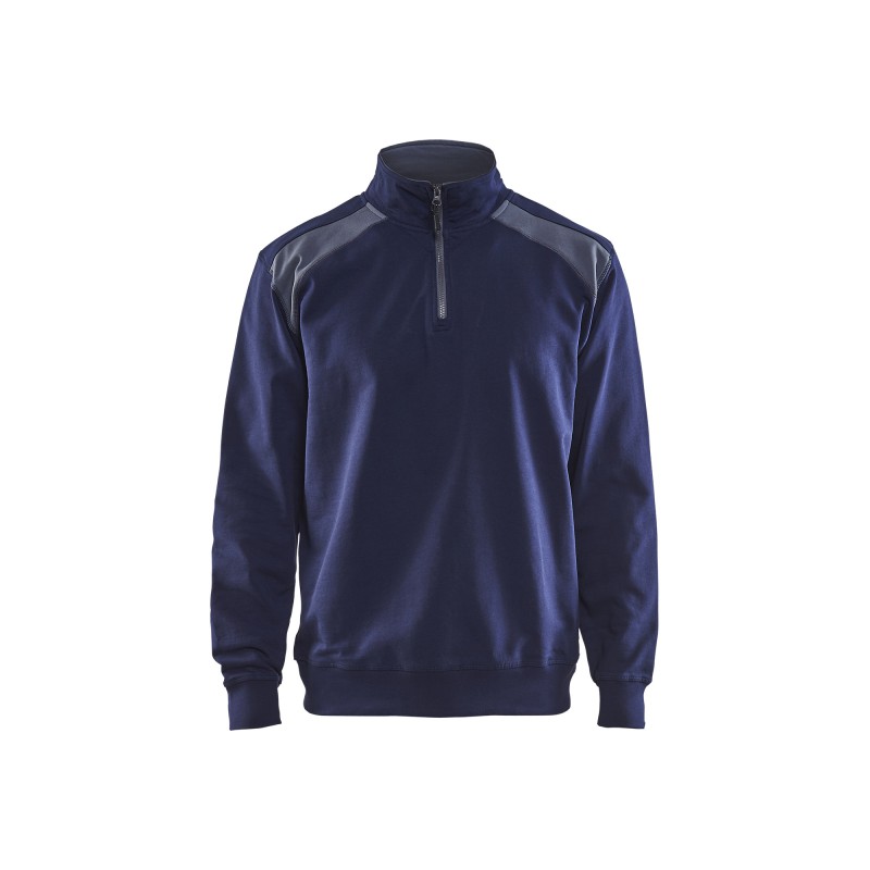 Sweatshirt bi-colour met halve rits Sweatshirt bi-colour met halve rits
