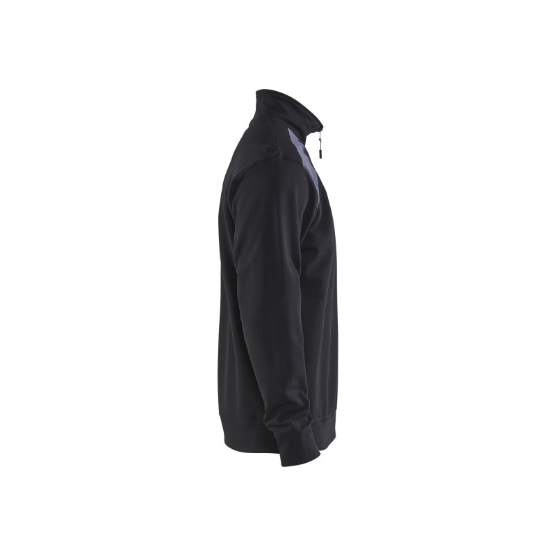 Sweatshirt bi-colour met halve rits Sweatshirt bi-colour met halve rits