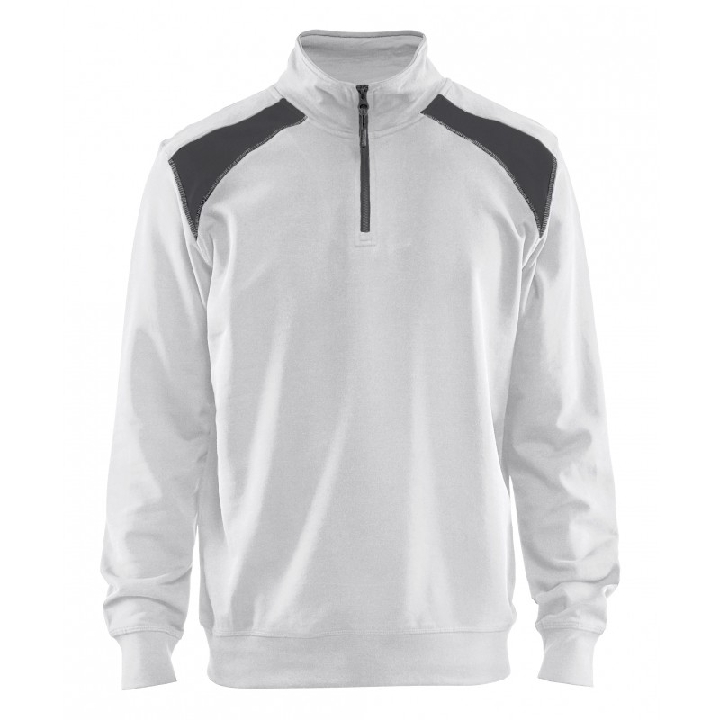 Sweatshirt bi-colour met halve rits Sweatshirt bi-colour met halve rits