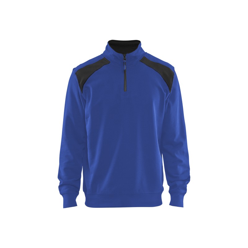 Sweatshirt bi-colour met halve rits Sweatshirt bi-colour met halve rits