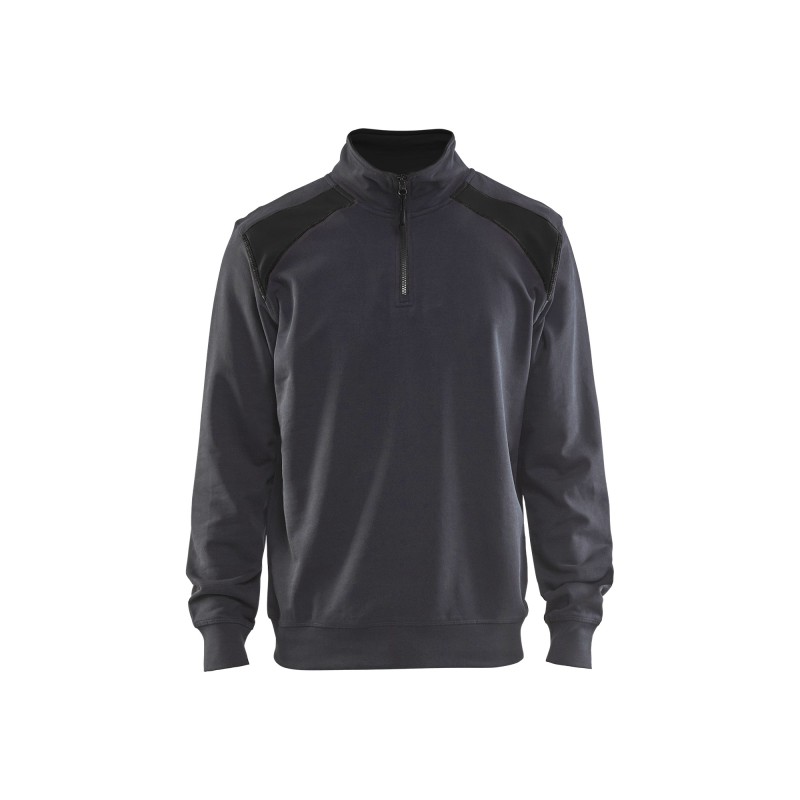 Sweatshirt bi-colour met halve rits Sweatshirt bi-colour met halve rits
