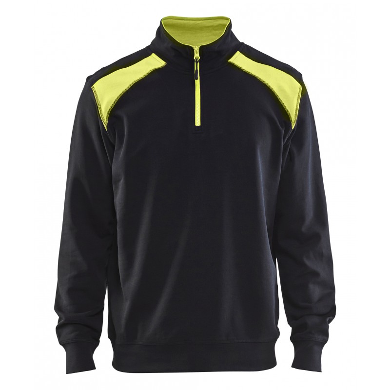 Sweatshirt bi-colour met halve rits Sweatshirt bi-colour met halve rits
