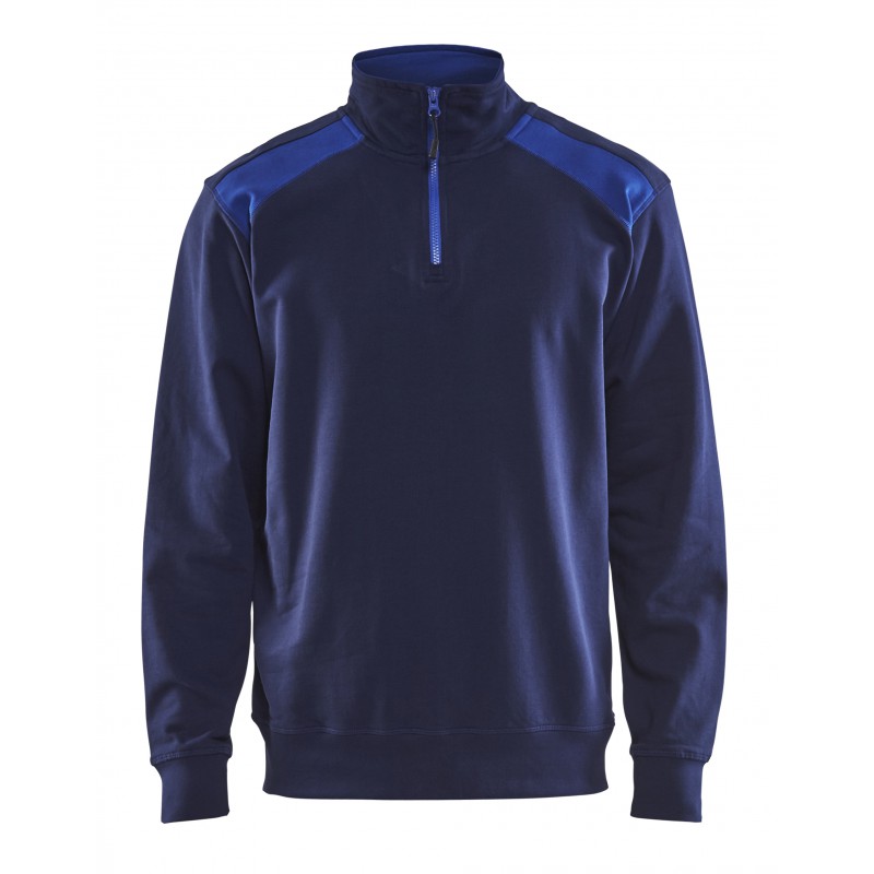 Sweatshirt bi-colour met halve rits Sweatshirt bi-colour met halve rits