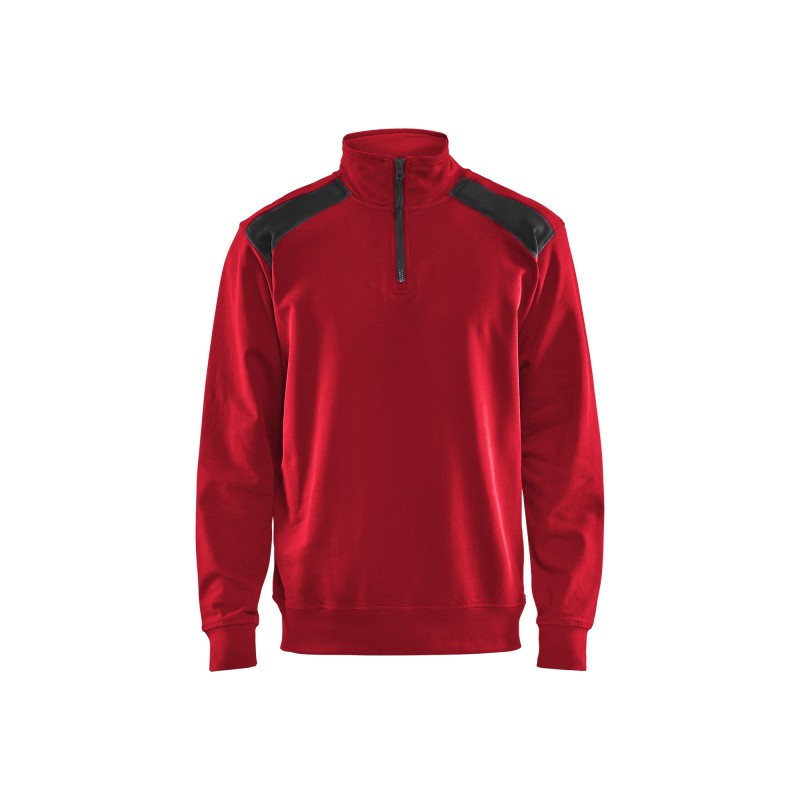 Sweatshirt bi-colour met halve rits Sweatshirt bi-colour met halve rits