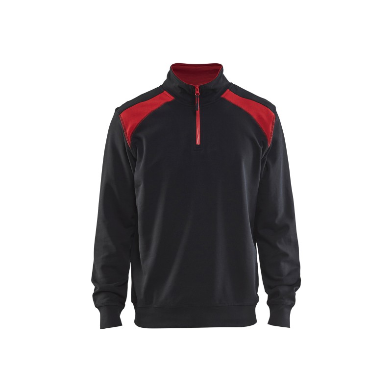 Sweatshirt bi-colour met halve rits Sweatshirt bi-colour met halve rits