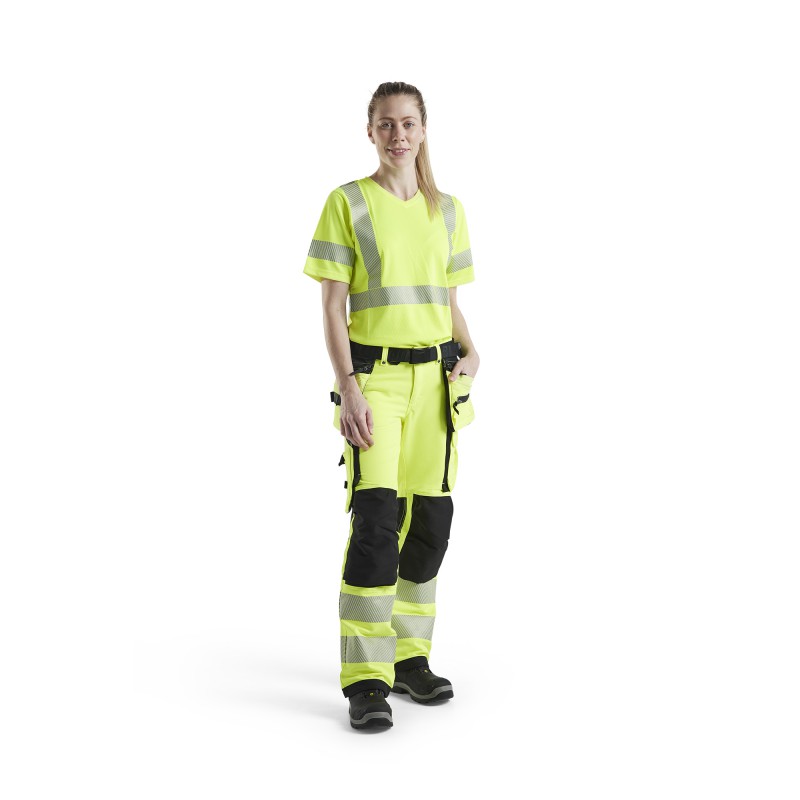 Dames High Vis 4-weg stretch werkbroek