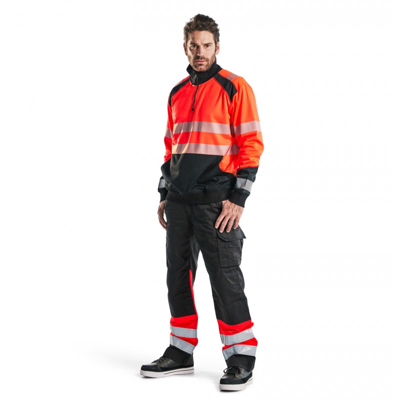 Sweatshirt halve rits High Vis