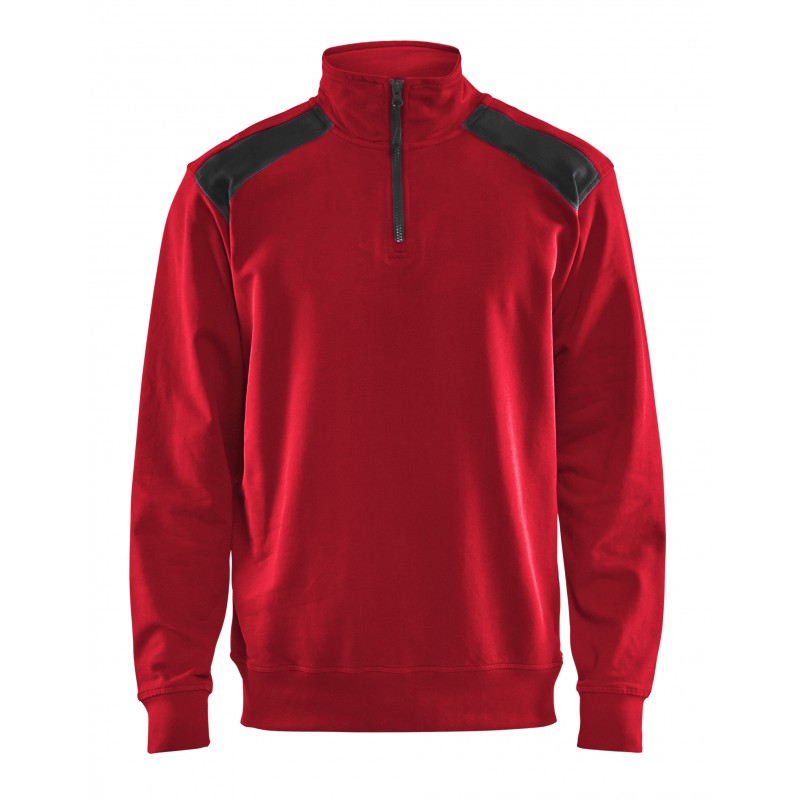 Sweatshirt bi-colour met halve rits Sweatshirt bi-colour met halve rits