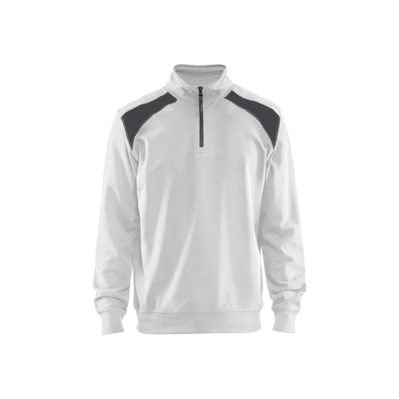 Sweatshirt bi-colour met halve rits Sweatshirt bi-colour met halve rits