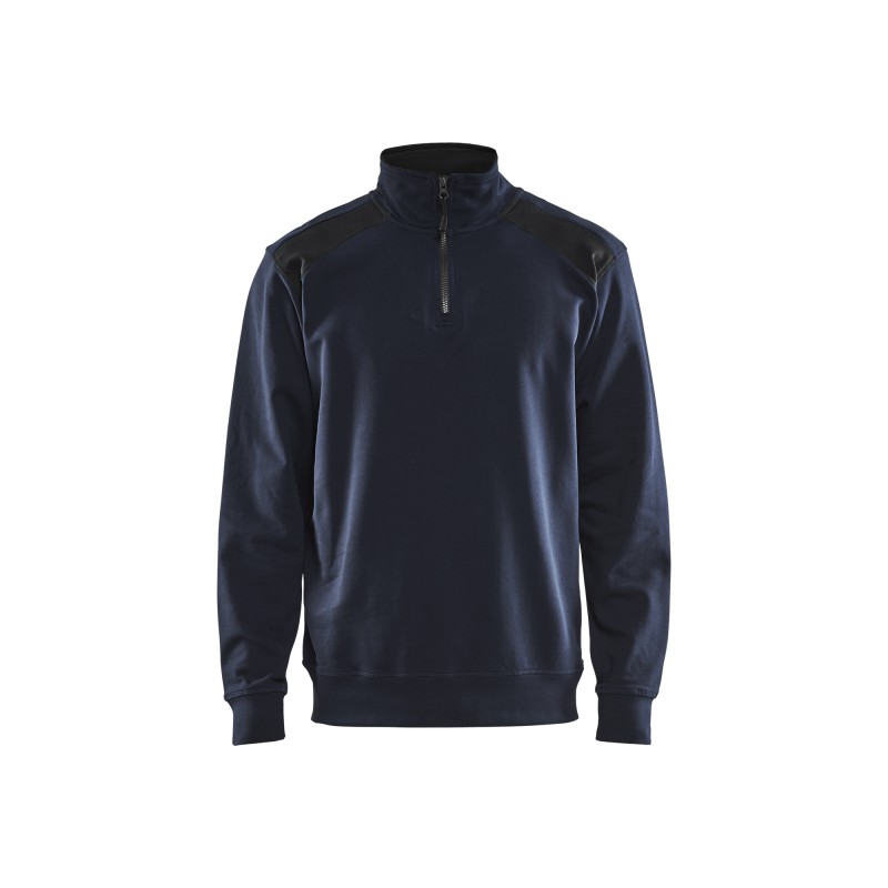 Sweatshirt bi-colour met halve rits Sweatshirt bi-colour met halve rits