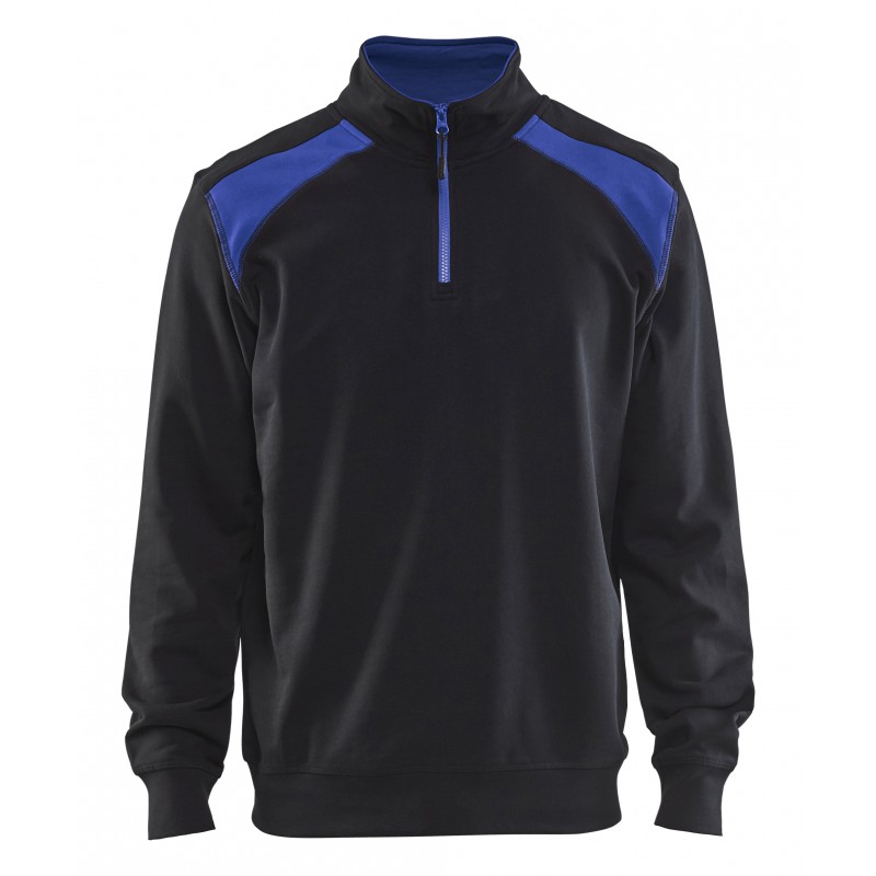 Sweatshirt bi-colour met halve rits Sweatshirt bi-colour met halve rits