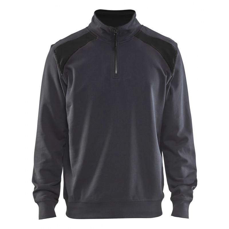 Sweatshirt bi-colour met halve rits Sweatshirt bi-colour met halve rits