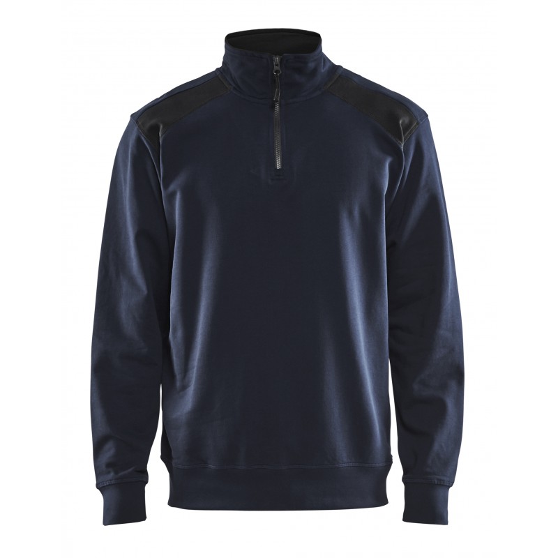 Sweatshirt bi-colour met halve rits Sweatshirt bi-colour met halve rits
