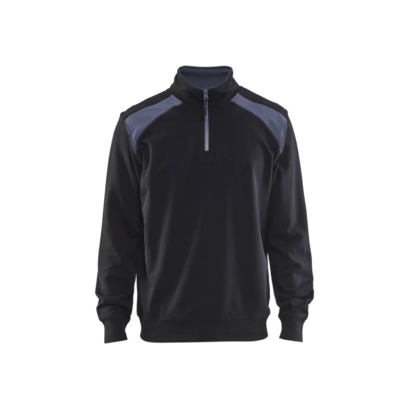 Sweatshirt bi-colour met halve rits Sweatshirt bi-colour met halve rits