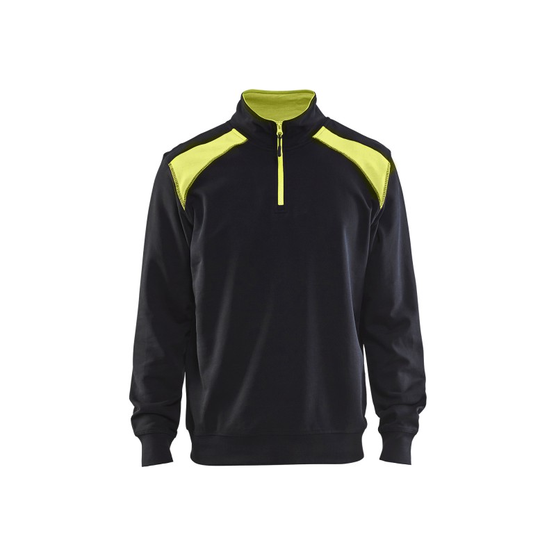 Sweatshirt bi-colour met halve rits Sweatshirt bi-colour met halve rits