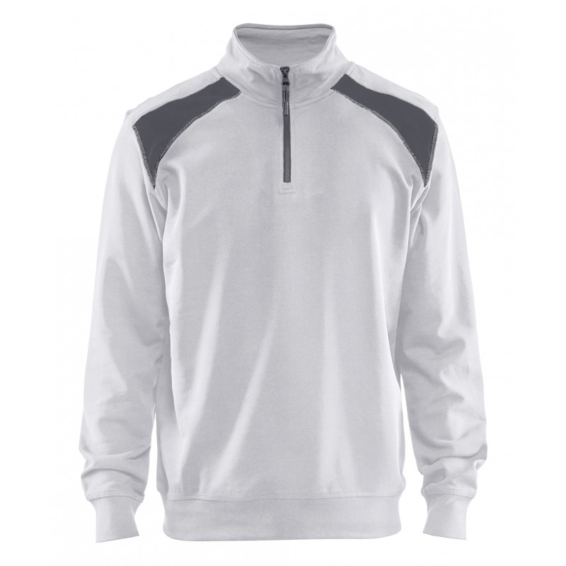 Sweatshirt bi-colour met halve rits Sweatshirt bi-colour met halve rits