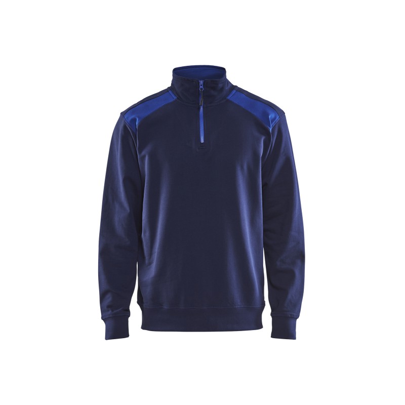 Sweatshirt bi-colour met halve rits Sweatshirt bi-colour met halve rits