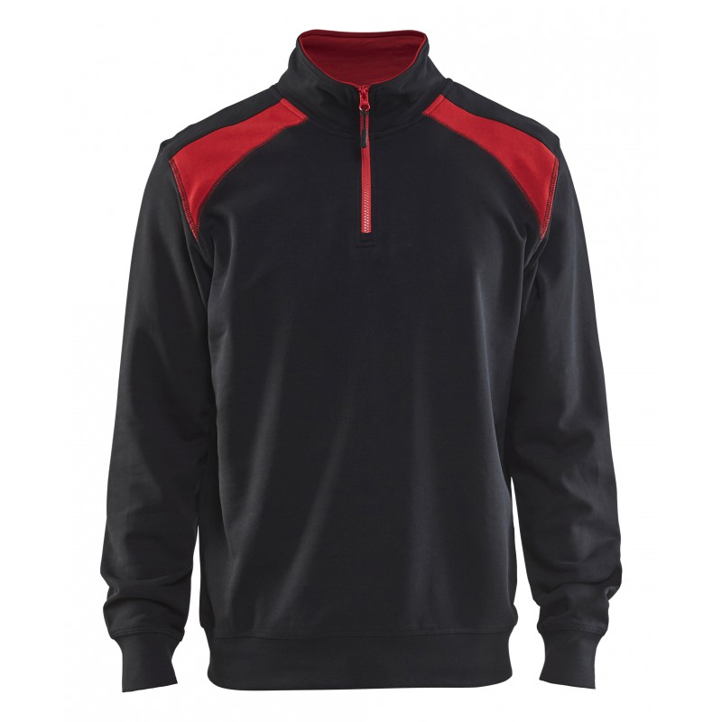 Sweatshirt bi-colour met halve rits Sweatshirt bi-colour met halve rits