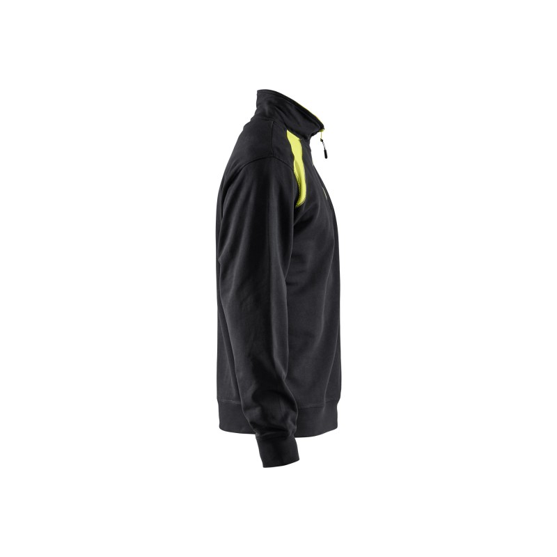 Sweatshirt bi-colour met halve rits Sweatshirt bi-colour met halve rits