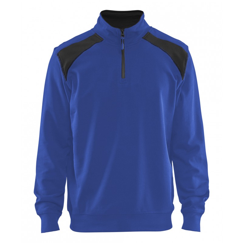 Sweatshirt bi-colour met halve rits Sweatshirt bi-colour met halve rits