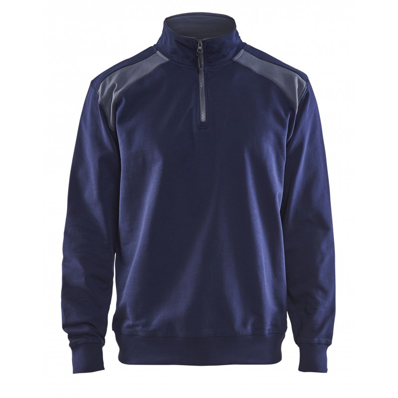 Sweatshirt bi-colour met halve rits Sweatshirt bi-colour met halve rits