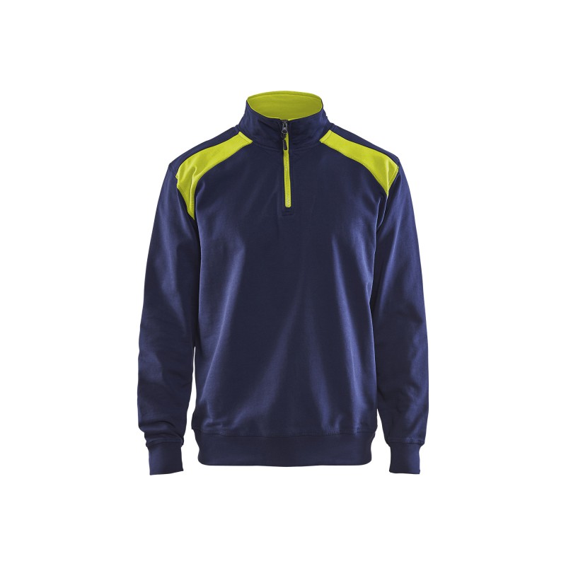 Sweatshirt bi-colour met halve rits Sweatshirt bi-colour met halve rits