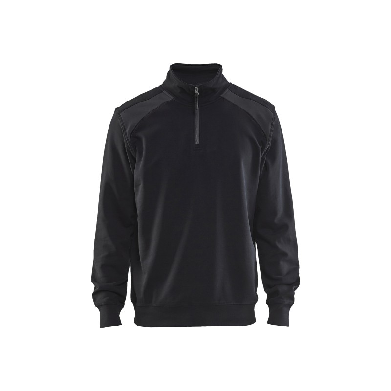 Sweatshirt bi-colour met halve rits Sweatshirt bi-colour met halve rits