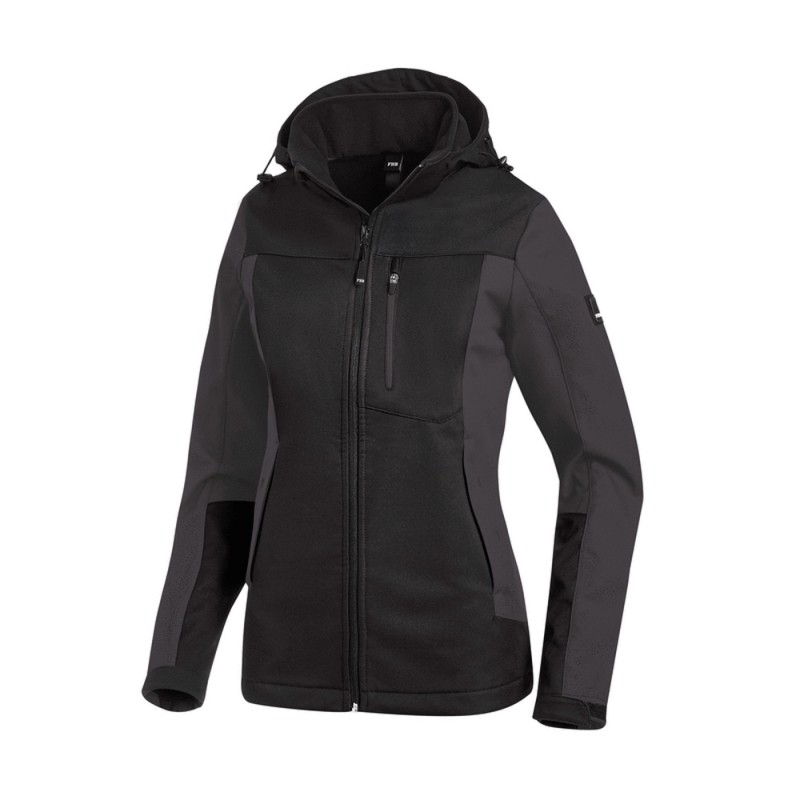 FHB JULIA Softshell Jack Dames 1220 antraciet/zwart