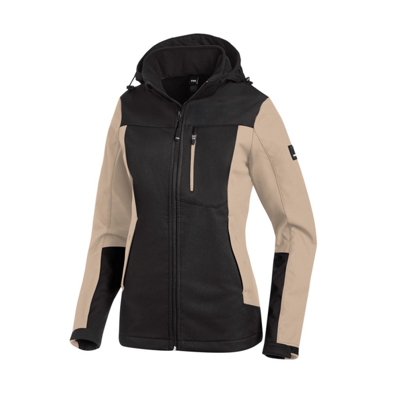 FHB JULIA Softshell Jack Dames 1320 beige/zwart