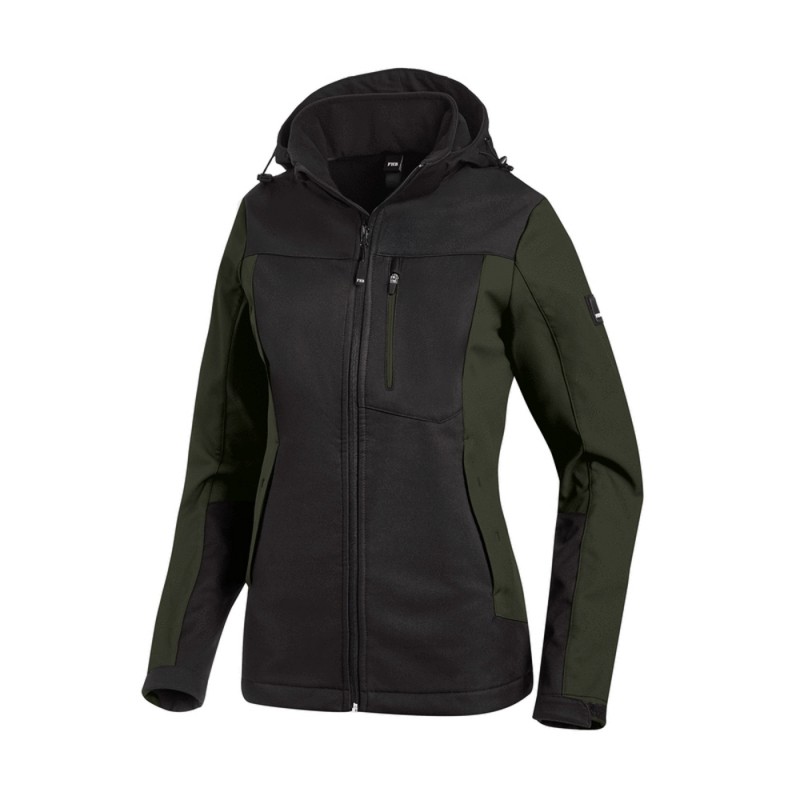 FHB JULIA Softshell Jack Dames 1520 olijf/zwart