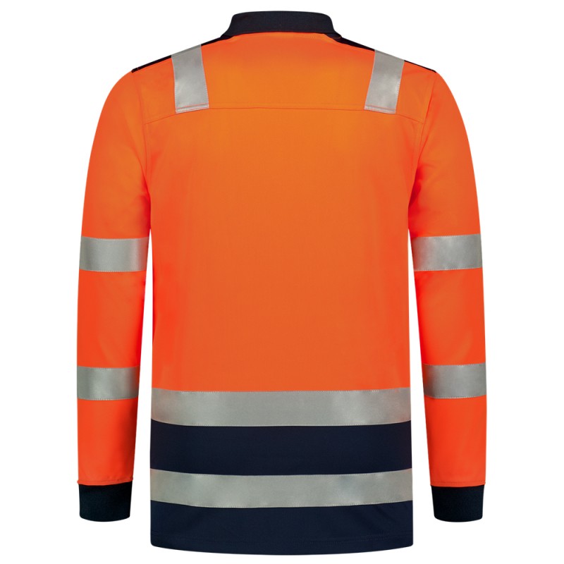TRICORP 203008 Poloshirt High Vis Bicolor Lange Mouw fluor oranje/ink