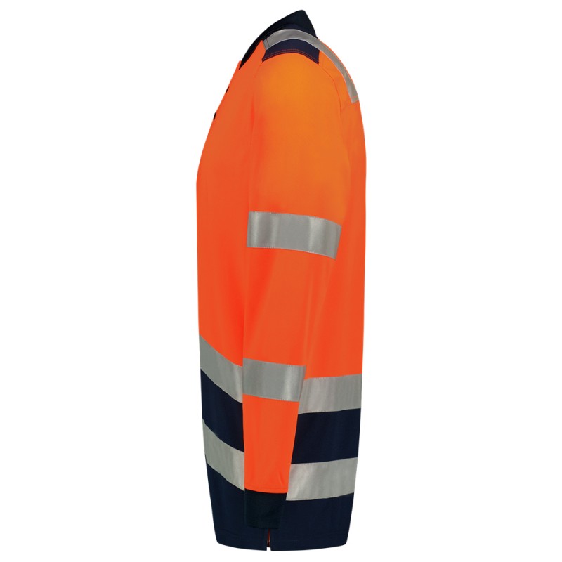 TRICORP 203008 Poloshirt High Vis Bicolor Lange Mouw fluor oranje/ink