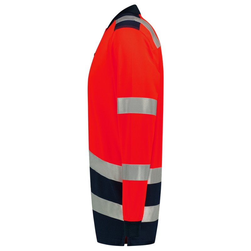 TRICORP 203008 Poloshirt High Vis Bicolor Lange Mouw fluor rood/ink