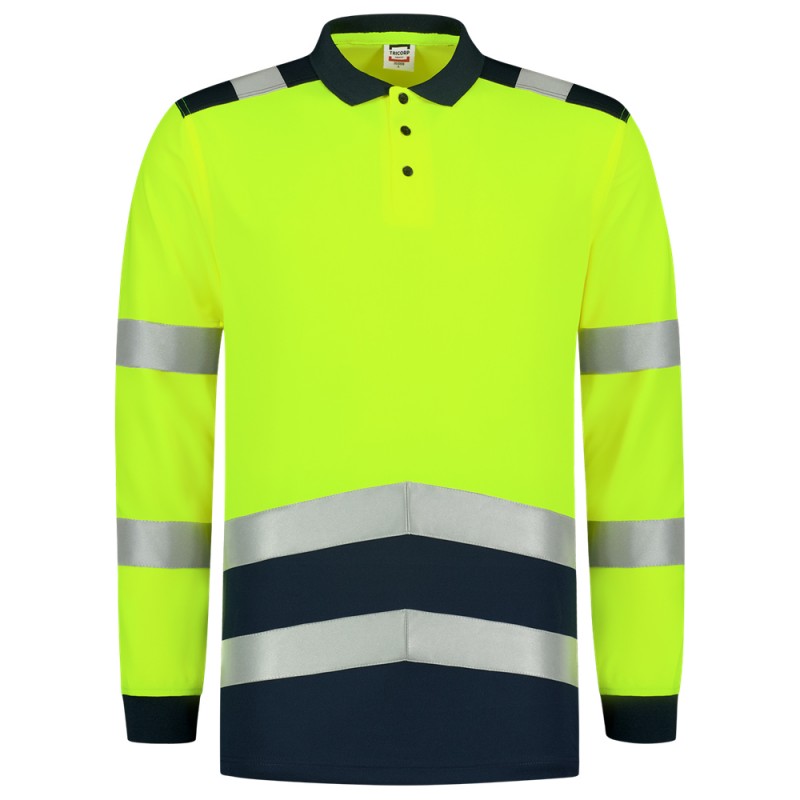 TRICORP 203008 Poloshirt High Vis Bicolor Lange Mouw fluor geel/ink