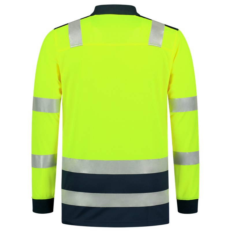 TRICORP 203008 Poloshirt High Vis Bicolor Lange Mouw fluor geel/ink