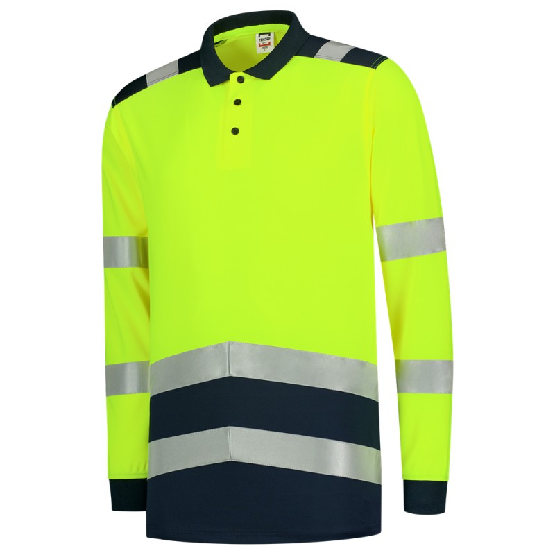 TRICORP 203008 Poloshirt High Vis Bicolor Lange Mouw fluor geel/ink