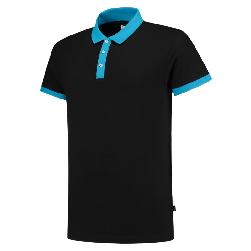 TRICORP 201002/PBF210 Poloshirt Bicolor SlimFit black-turquoise