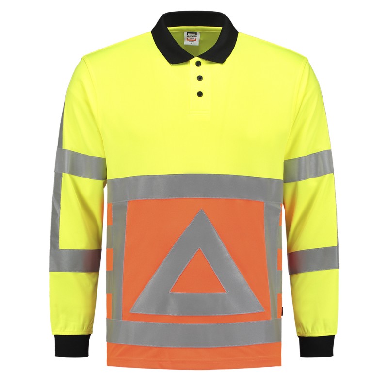 TRICORP 203002 Poloshirt Verkeersregelaar lange mouw fluor orange-yellow