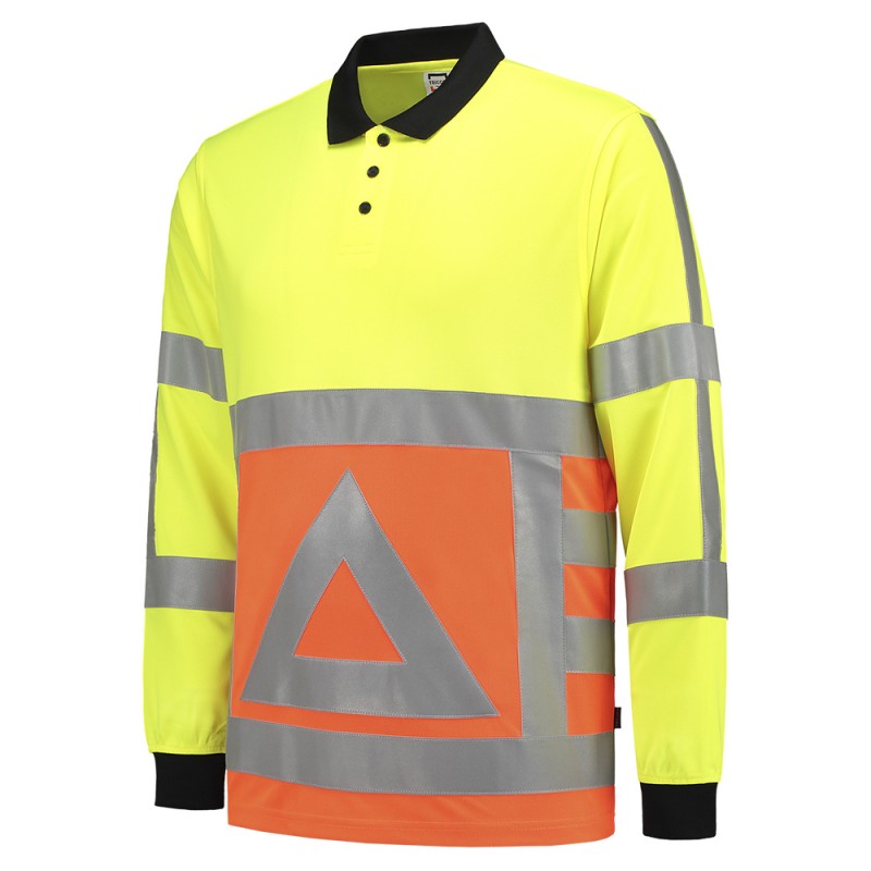 TRICORP 203002 Poloshirt Verkeersregelaar lange mouw fluor orange-yellow