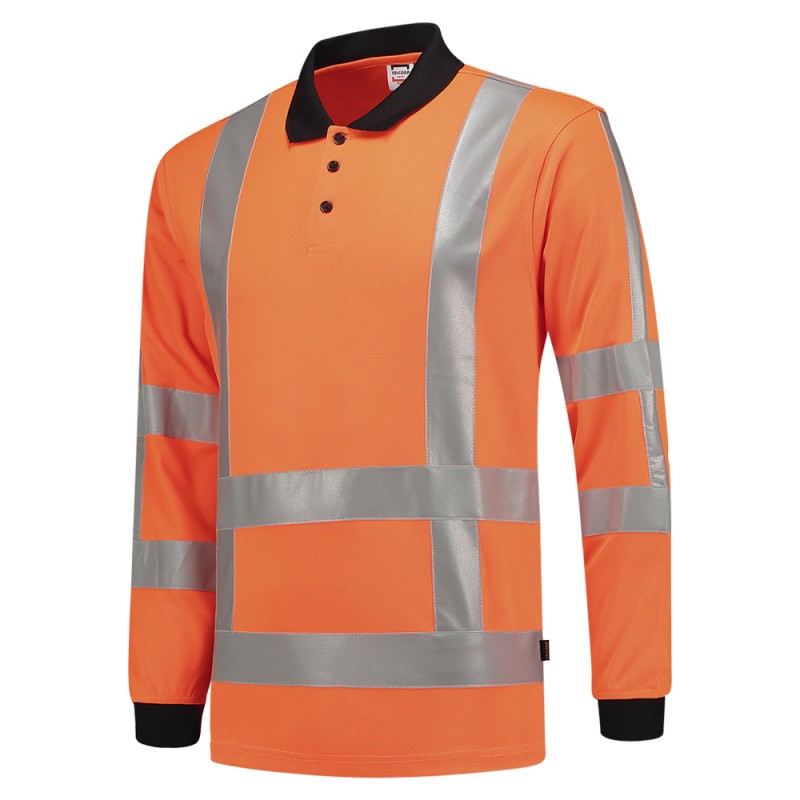 TRICORP 203005 Poloshirt RWS Birdseye Lange Mouw fluor orange