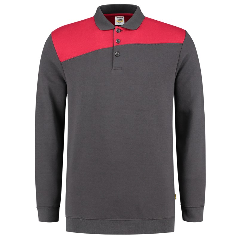 TRICORP 302004 Polosweater Bicolor Naden darkgrey-red