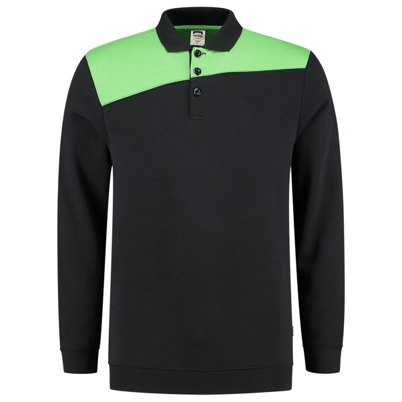 TRICORP 302004 Polosweater Bicolor Naden black-lime