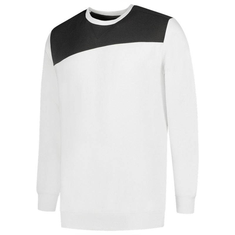 TRICORP 302013 Sweater Bicolor Naden wit/donkergrijs