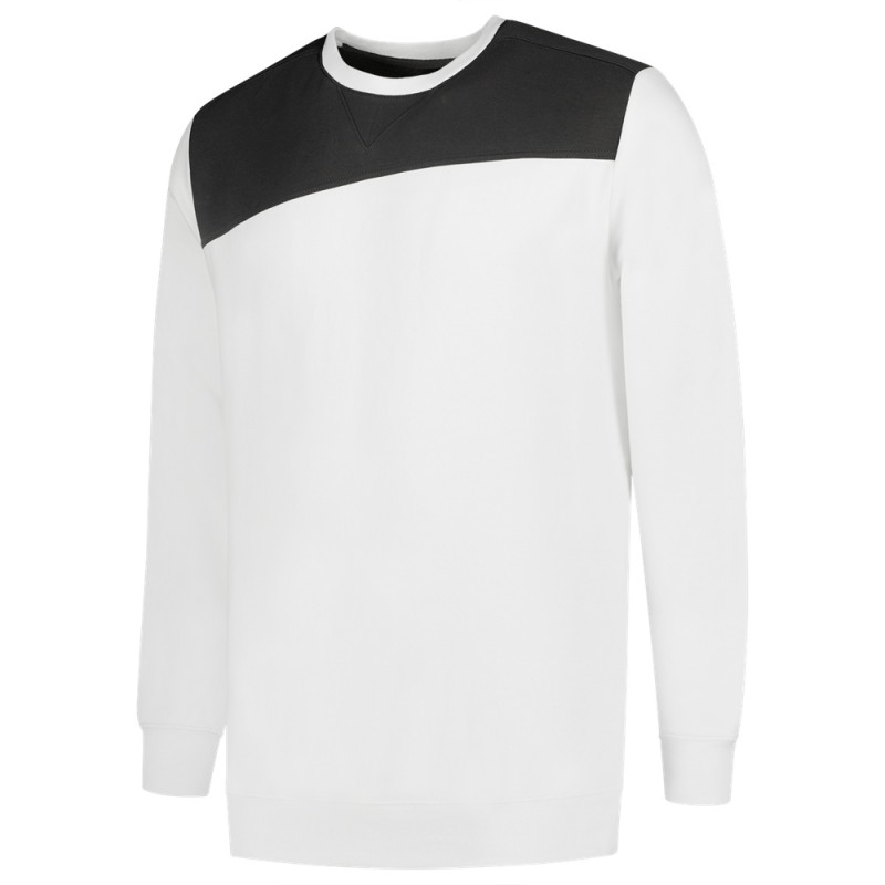 TRICORP 302013 Sweater Bicolor Naden wit/donkergrijs TRICORP 302013 Sweater Bicolor Naden wit/donkergrijs