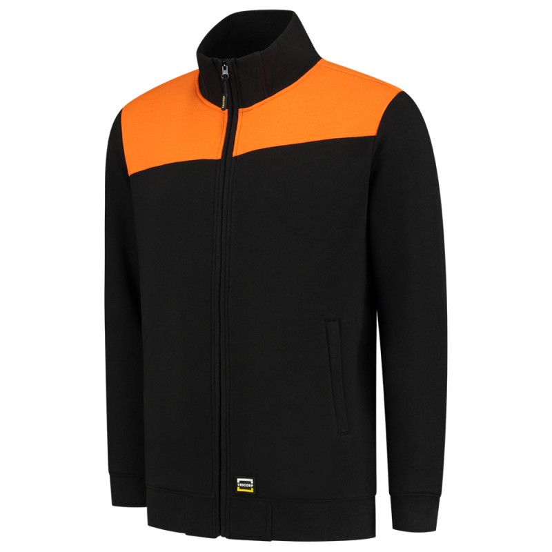TRICORP 302014 Sweatvest Bicolor Naden zwart/oranje TRICORP 302014 Sweatvest Bicolor Naden zwart/oranje