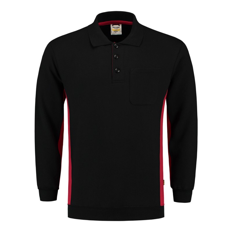 TRICORP 302001/TS2000 Polosweater Bicolor Borstzak black-red