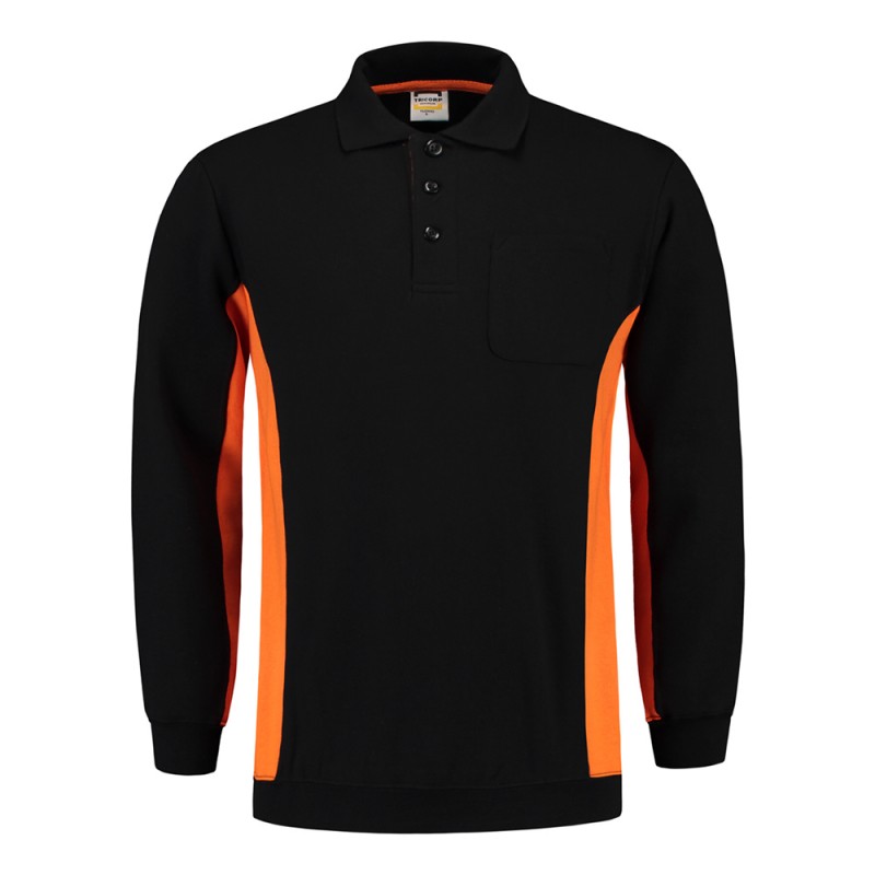 TRICORP 302001/TS2000 Polosweater Bicolor Borstzak black-orange