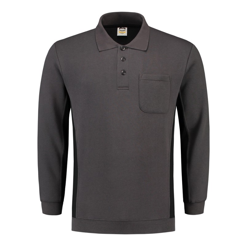 TRICORP 302001/TS2000 Polosweater Bicolor Borstzak darkgrey-black